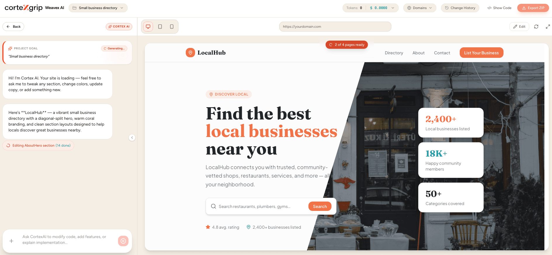 Cortex AI Web Builder